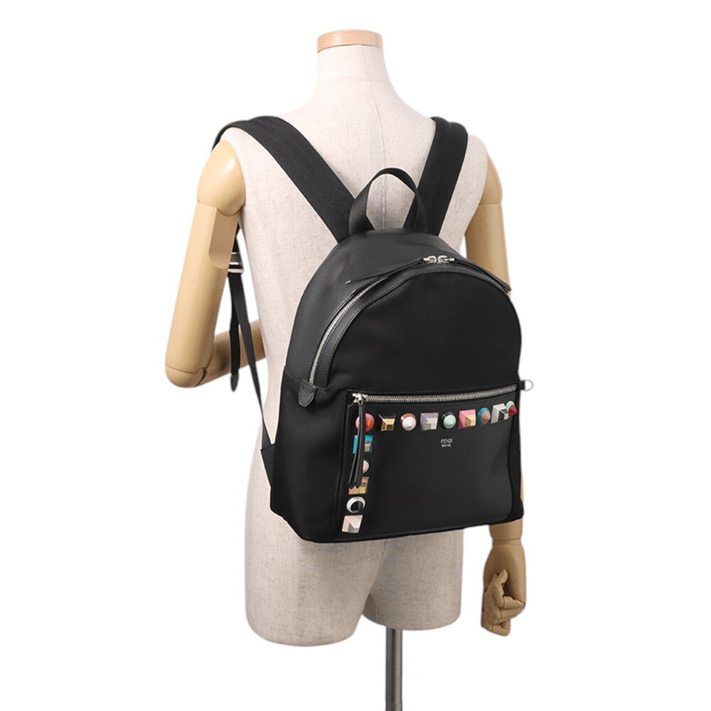 Fendi Studded Leather Backpack 8BZ035 FENDI Handbag Black Women's - Picture 4 of 16